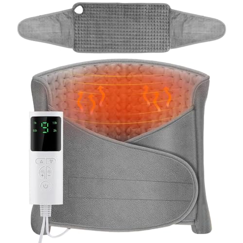 Rppiup Manta Electrica Lumbar con Apagado Automático, 125 x 30cm Almohadilla Electrica para Espalda, Abdomen y Cintura, Esterilla Electrica Lumbar con 4 Temporizadores & 9 Temperatura Nivele