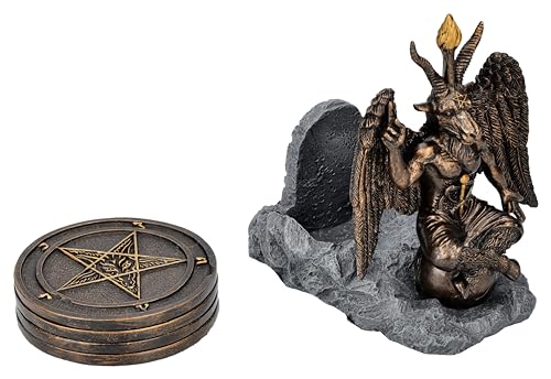 Figurine Baphomet fine sculpture Solve Coagula et pentagramme de collection