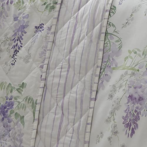 Dreams & Drapes - Purple Wisteria Bedspread (230cm X 200cm) - Soft Touch - Purple Floral Quilted Bedspreads - Lavender Floral Blanket/Bed Cover for Bed - Matching Duvet Cover & Curtains Available - Image 3