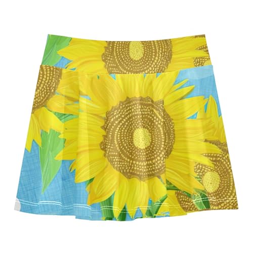 Joisal Athletic Shorts for Girls Skorts Toddler Tennis Skirts Funny Girl Skort Yellow Sunflowers Butterflies Blue 3t