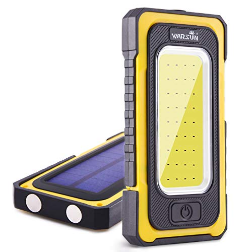 WARSUN Linterna Taller LED Recargable Lámpara de Inspección 1500LM Linterna de Trabajo COB LED para Emergencia (Carga USB + Solar, Amarillo) Cover