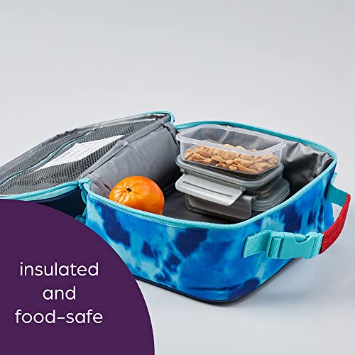 Highlights Lunch Box For Kids, Reusable Insulated Lunch Boxes For Boys And Girls, Food-Safe Easy-Clean Lunch Bag For School (Do Great Things Tie-Dye - Blue) #TOP1