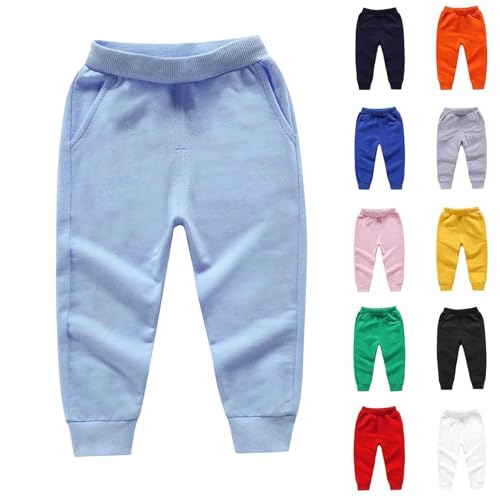 Kids Solid Color Casual Joggers Sweatpants Elastic Waist Loose Basic Athletic Pants with Pockets for Girls Boys 0-13 Years2