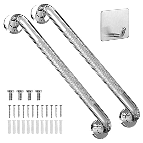 Grab Bars for Bathroom - 2Pack 16'' Grab Bars for Bathtubs and Showers Anti Slip Shower Grab Bar Knurled Shower Handle Assist Balance Support for Handicap Elderly Seniors Pregnant(16'')