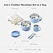 Bakpoco Kids Dinnerware Set - 6 Piese Toddler Plates and Suction Bowls Set with Kids Utensils&Cup, 2 IN 1 Stainless Steel & Silicone Baby Self Feeding Supplies, Blue