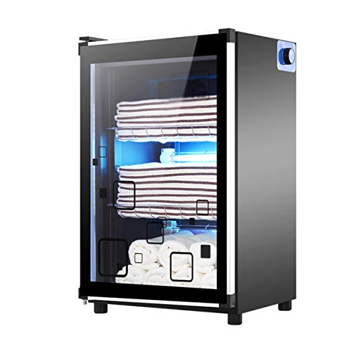 Preisvergleich Produktbild Kapazität 78l Handtuchschrank UV Sterilisator Ozon Aluminiumlegierung Desinfektionsschrank Glastür für Familienhotel Friseursalon Schwarz