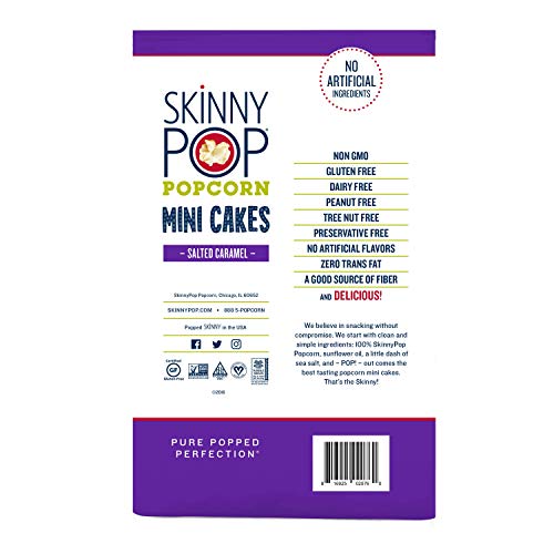 Image of SkinnyPop Salted Caramel Popcorn Mini Cakes, Grocery Size Bags, Skinny Pop, Healthy Popcorn Snacks, Gluten Free, 5oz (Pack of 4)