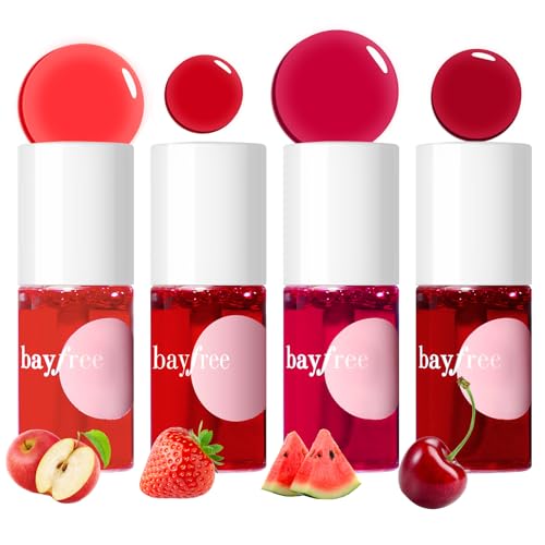 Image of bayfree Lip Tint Stain Set, 4 PCS Korean Water Tint Lightweight Non-sticky, Waterproof Long Lasting Liquid Blush & Lip Stain, Transfer-Proof, Matte Finish Lip Color Makeup (fruit farm)