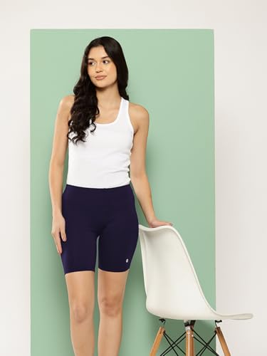 Image of LEADING LADY Women's Solid Cotton Mid Rise Shorts | Skinny fit Short for Workout, Yoga, Gym & Running Shorties (Pack of 3)