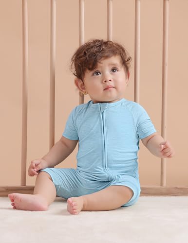 Bamboo Viscose Baby Romper 2 Way Zipper Short Sleeve Bodysuit Soft Color Baby Toddler One-Piece Summer Outfits2