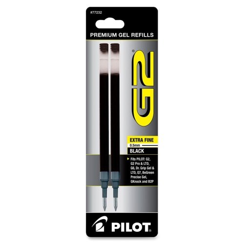 Recargas de tinta gel Pilot G2, punta extra fina, negro, pack 25