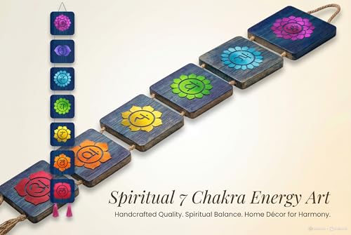 Image of AURANCE Wooden Seven Chakra Line Wall Art | Spiritual Balance | Home Decor | Office | Meditation Space | Yoga Studio | Gift Giving | Spiritual Place | Healing Center,60 Cm