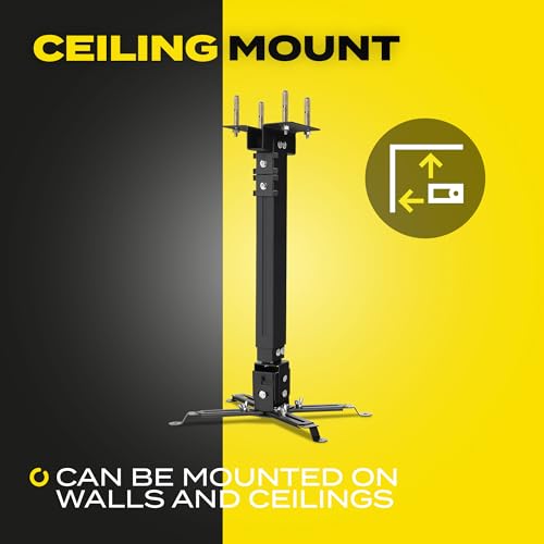 OVERMAX Ceiling Mount uchwyt do projektora do 20kg, regulowana długość, regulacja kątowa 25 stopni, wykonany ze stali, montaż do ściany i do sufitu, lekka i stabilna konstrukcja