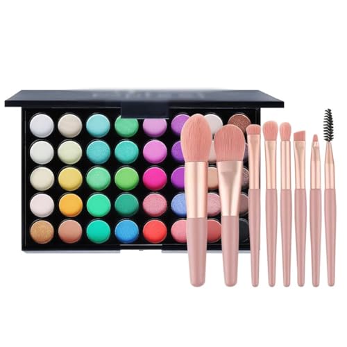 BKSYOFU Paleta de sombras de ojos de 40 colores, juego de sombras de ojos con brocha de maquillaje
