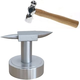 Tsurpcao Double Horn Iron Anvil Bench Block with Stamping Hammer - Durable 2LB Tool for Jewelry Making & Metal Forging