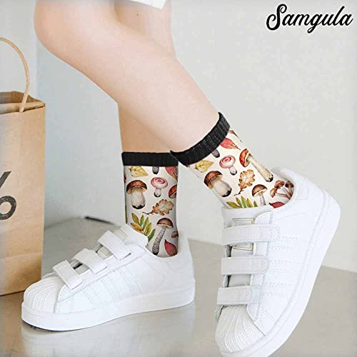 Image of Crew Socks for Woman Size 6-8 Tropical Wildlife Bright Teal Girls Socks