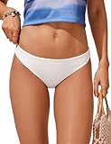 CRZ YOGA Low Waisted Bikini Bottom for Women - Cheeky Basic Bathing Swimsuit Swim Briefs Milky White (Bone) Medium