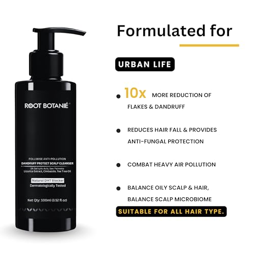 Image of FOLLIWISE Anti Dandruff & Anti Pollution Shampoo | Reduces Dandruff, Flakes, Itch & Hair Fall | Anti Fungle for Oily Scalp | Salicylic Acid, Piroctone Olamine & Tea Tree | Dermat Tested | Men & Women | 100ml (100ml)