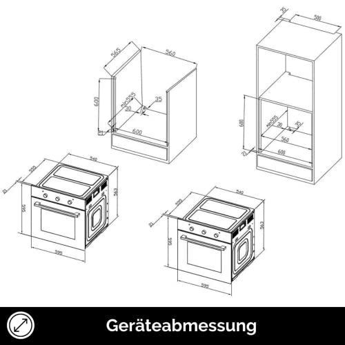 PKM Einbau-Backofen EBO8.DPY/ XL Garraum 64L/ Heißluft/ Umluft/ Pyrolyse Funktion/ 2800W/ Timer/ LED-Display/ Leichte… – Bild 5
