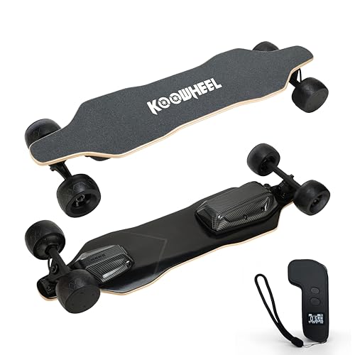 E-Skateboard für Erwachsene mit 65 km Reichweite & 45 km/h OLED Fernbedienung 25 Steigfähigkeit 550W Doppelmotor 4-Rad für Pendler und Lange Fahrten (Black-105 mm Dual-Antrieb Nabenmotor)