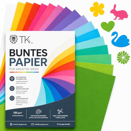 100x Buntes Papier A4 120 g/m² - Bastelpapier bunt - Buntpapier - Druckerpapier zum Basteln & Gestalten - Tonpapier & Tonkarton