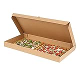 Restaurantware Eco Pie 24 x 8 x 2 Inch Flatbread Takeaway Boxes 50 Disposable Corrugated Pizza Boxes - Sturdy Kraft And Green Paper Pizza Boxes For Pizzas Or Flatbreads Ideal for Restaurants