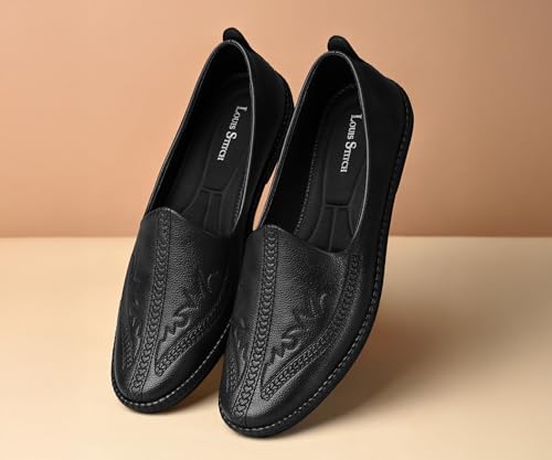 Image of LOUIS STITCH Men's Ethnic Slip On Embroided Mojaris | Stylish Nagra Juti for Men | Lightweight and Comfortable Stylish Embroided Jutis and Mojaris for Kurta Pajama | LSAXNGED