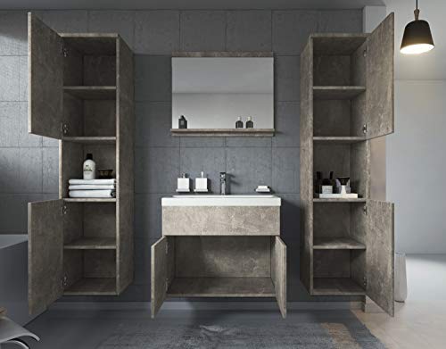 Badkamermeubelset Montreal xl 60 cm wastafel betongrijs - spiegel meubel badkamermeubel badkamerkast - Image 4