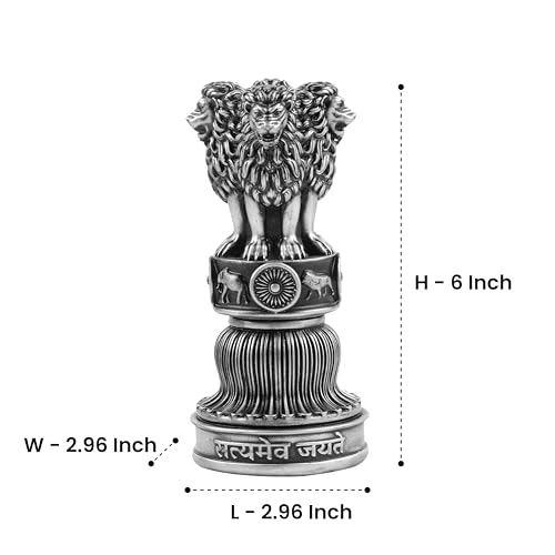 Image of Artarium Handcrafted Ashoka Stambha Stoop Idol Ashok Statue Showpiece for Home Decor Advocate Table Showpiece Corporate Gifting (6 Inch, Silver)