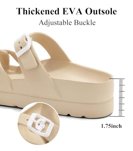 Image of Haifago Women's Platform Sandals with Arch Support, Summer Beach Slides Adjustable Buckle Comfortable Lightweight EVA Slip on Slide