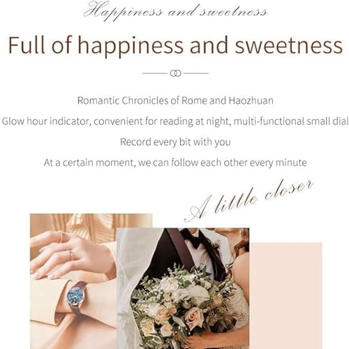 Image of OLEVS Couple Watch Quartz Night Light Calendar Date Window 3ATM Waterproof Casual Leather Strap for Men and Women Couple Watch Wedding Romantic Gift