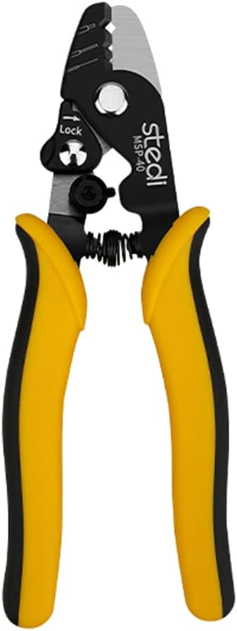 stedi Three Hole Fiber Optic Stripper, High Precision, Not Hurt Wire Core Wire Stripper Cutter Tool, Multi-function Cutting Pliers with Labor-saving Spring, 6.3- Inch, Yellow