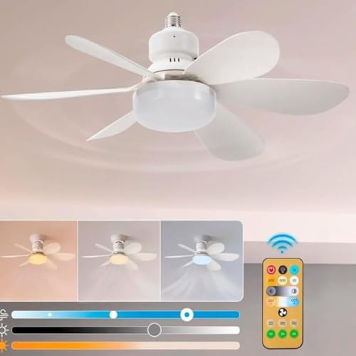 Ventilador de Teto com Lâmpada. Encaixe E27 Led. Potência 40W. Silencioso e Inteligente com Controle