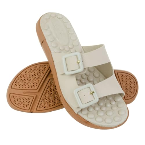 Chinelo Feminino Massageador Ortopédico Esporão Macio Conforto Via Angel 56.02 (Off White, BR, Adult