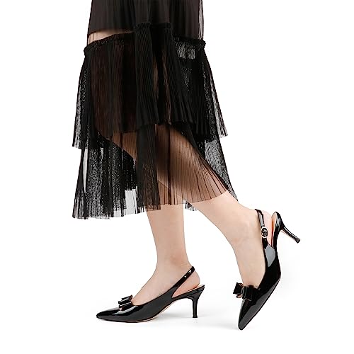 Image of JOY IN LOVE Slingback Kitten Heels for Women Closed Pointed Toe Pumps Dress Shoes