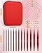 Interchangeable Knitting Needle Set with Circular Cable for Crafters, 13 Circular Knitting Needles with 4 Cable, 3-10 mm Aluminum Knitting Needles for Beginner, DIY Crafts, Red Needle Set