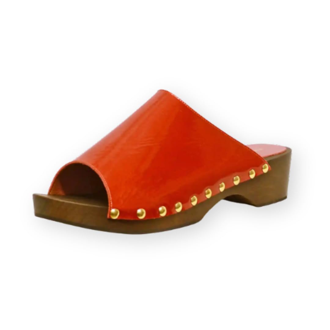 Sabot Natasha Bas Ouvert à Finition Vernis Rouge Éclatant SACAPUCE - 4
