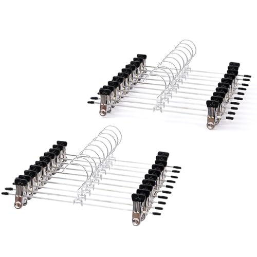 ZOCONE 20 Pièces 28 cm Cintres Pinces, Cintre pour Pantalon avec Antidérapants Clips, Cintre Jupe Réglables, Cintres Porte-Pantalons Métal Crochet Pivotant...