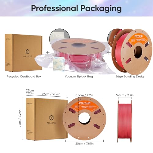 Image of ERYONE Matte Tri Color PLA Filament 3D Printer 1.75mm + /- 0.03mm, Multicolor Filament Tricolor PLA 1KG(2.2lbs) Cardboard Spool, Black & Red & Olive Green