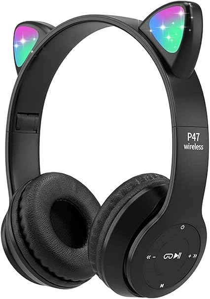 Headphones, Bluetooth Wireless Headphones for Kids Teens Adults, Over-Ear Bluetooth Headphones with Microphone, Cat Ear Headphones for Girls/Women/Kids (Baby Cat Purple) (Multi New Black)-image-20