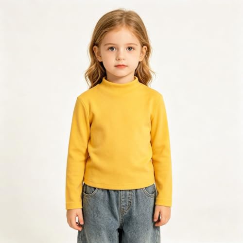 Image of Toddler Turtleneck Long Sleeve Shirt Thin Fleece for 1-5T Girls Boys
