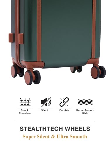 Image of FUR JADEN The Wayfarer Polycarbonate Travel Luggage Suitcase with 8 StealthTech Silent Shock Absorbing Wheels, TSA Lock & Aviation Grade Telescopic Trolley (Forest Green, Cabin + Medium)
