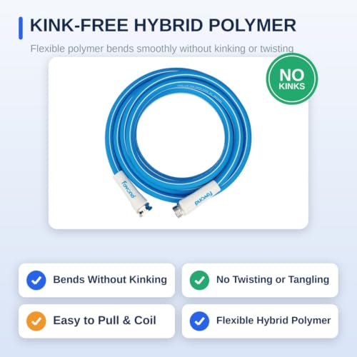 Image of FEVONE Kink Free Garden Hose 25 ft, Heavy Duty Water Hose | Flexible Hybrid Polymer, Drinking Water Safe, 5 /8 ID, 600 PSI, Leak-Proof, Aluminum 3 /4 GHT Fittings for Garden Watering