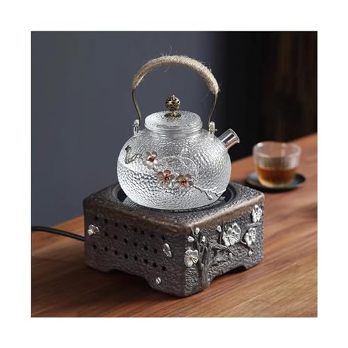 Tetera de vidrio con patrón martillado Plum Blossom miniatura 6