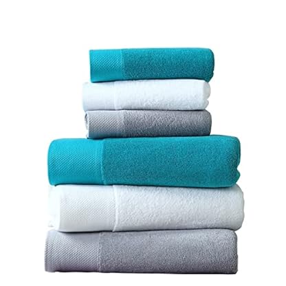 Baumwollhandtuch-Set, 160 x 80 cm, Badetuch, 80 x 40 cm, Handtuch 33 x 33 cm, Gesichtshandtuch, weich und dick (Farbe: Grau, Größe: 1) – Bild 3