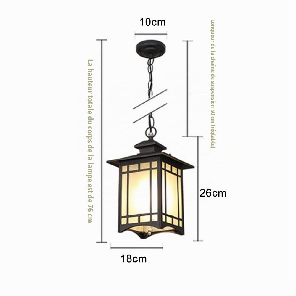 Mengjay Suspension Extérieure, Imperméable Plafonnier Suspendu en Verre, E27 Suspension Luminaire,Postmoderne Lamping Pour Restaurant, Bar, Cuisine, Porche, Extérieur, Entrée