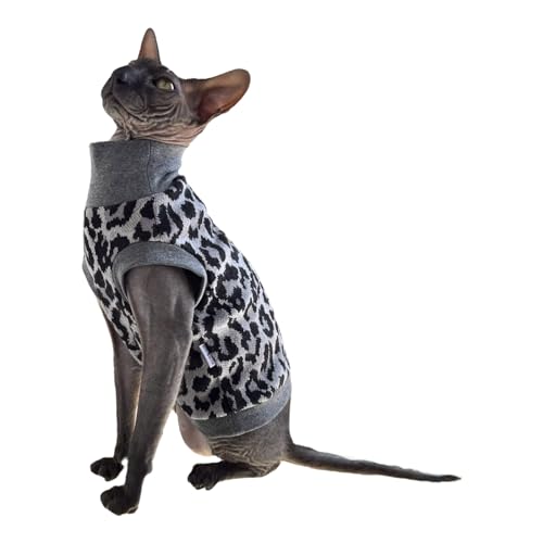 Kotomoda Cat's Cozy Comfort for Hairless Beauties: Winter Turtleneck Panther grey for Sphynx and Naked Cats (Medium)