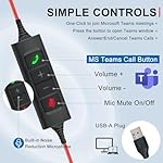 Callez USB Headset with Mic, Computer Headset with ENC Dual Noise Cancelling Microphone & MS Teams Call Button, Wired Mono Headphones for PC Laptop Mac Teams Zoom Home Office Work - Image 3