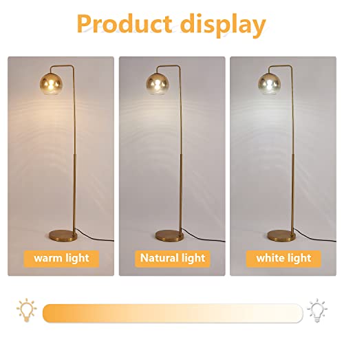 Lámpara de pie de bola de cristal dorada para salón y dormitorio moderno 2