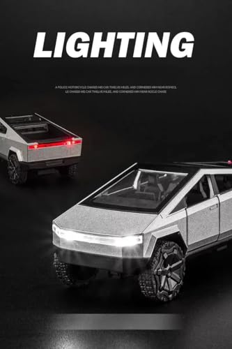 Image of PLUSPOINT Cybertruck Model Car 1 /36 Toys With Lights Diecast Cyber Cars Pull Back Metal Model Toy Trucks And Pickup Truck Toys For Kids And Cyber Truck Enthusiasts, Black